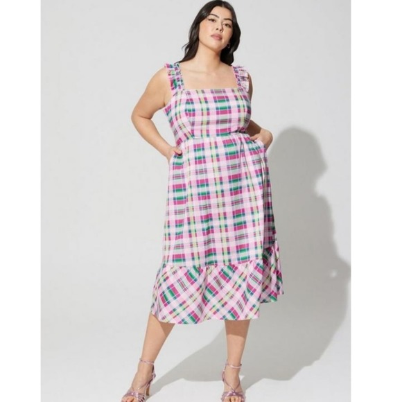 torrid Dresses & Skirts - TORRID 2X Midi Poplin Tiered Ruffle Strap Dress